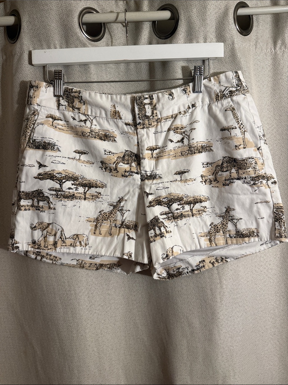 Banana Republic White Safari Print Jean Shorts